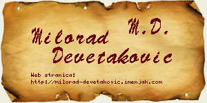 Milorad Devetaković vizit kartica
